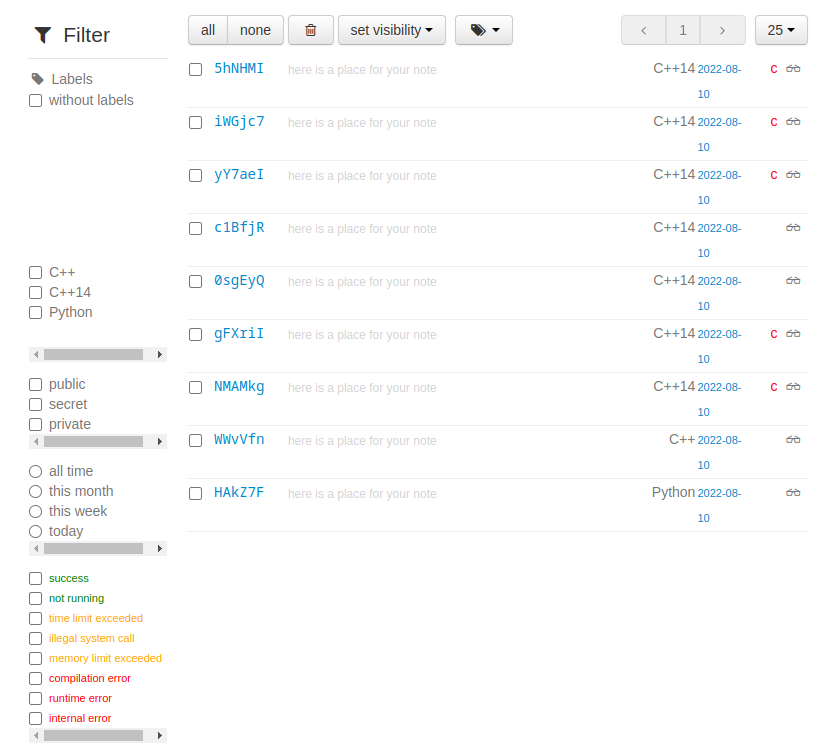 Your codes view